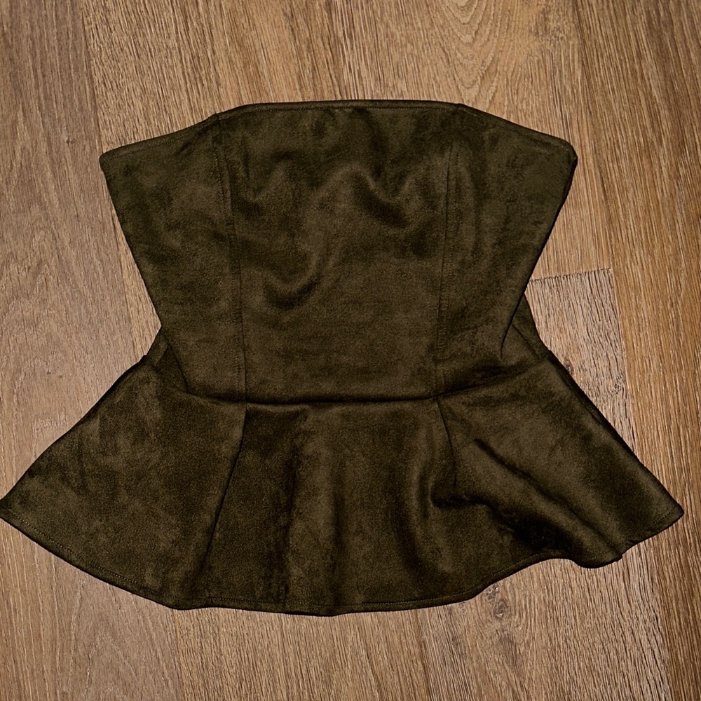 H&M Dark Brown Strapless Peplum Dress